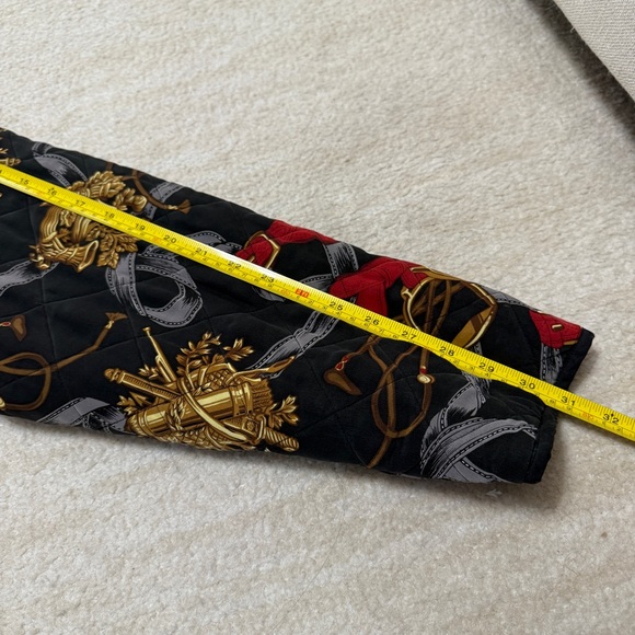 Vintage 90's Baroque Chain Key Quilted Jacket Adult Large Black Red - Picture 7 of 8